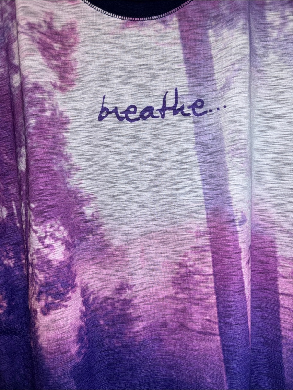 MADE FOR LIFE BRAND…NAVY BLUE/PURPLE SS TEE SHIRT “breathe“ WRITTEN ON FRONT XL